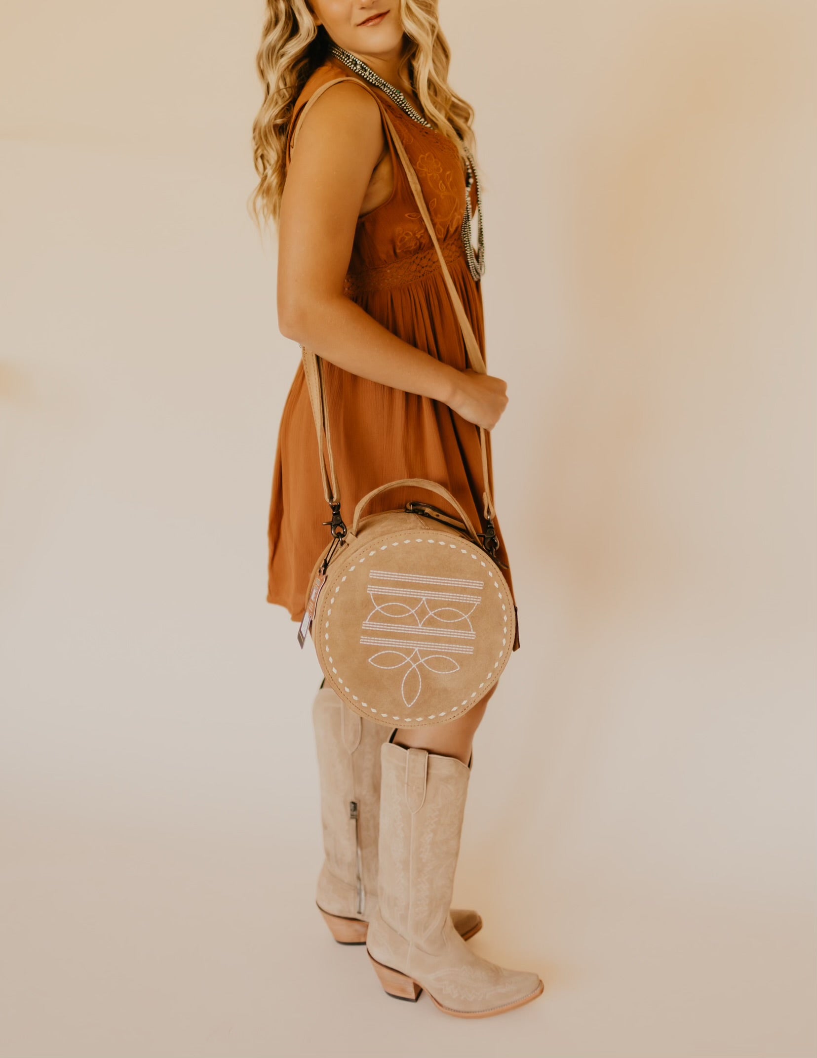 Suede Canteen Bag Tan The Branded Blonde