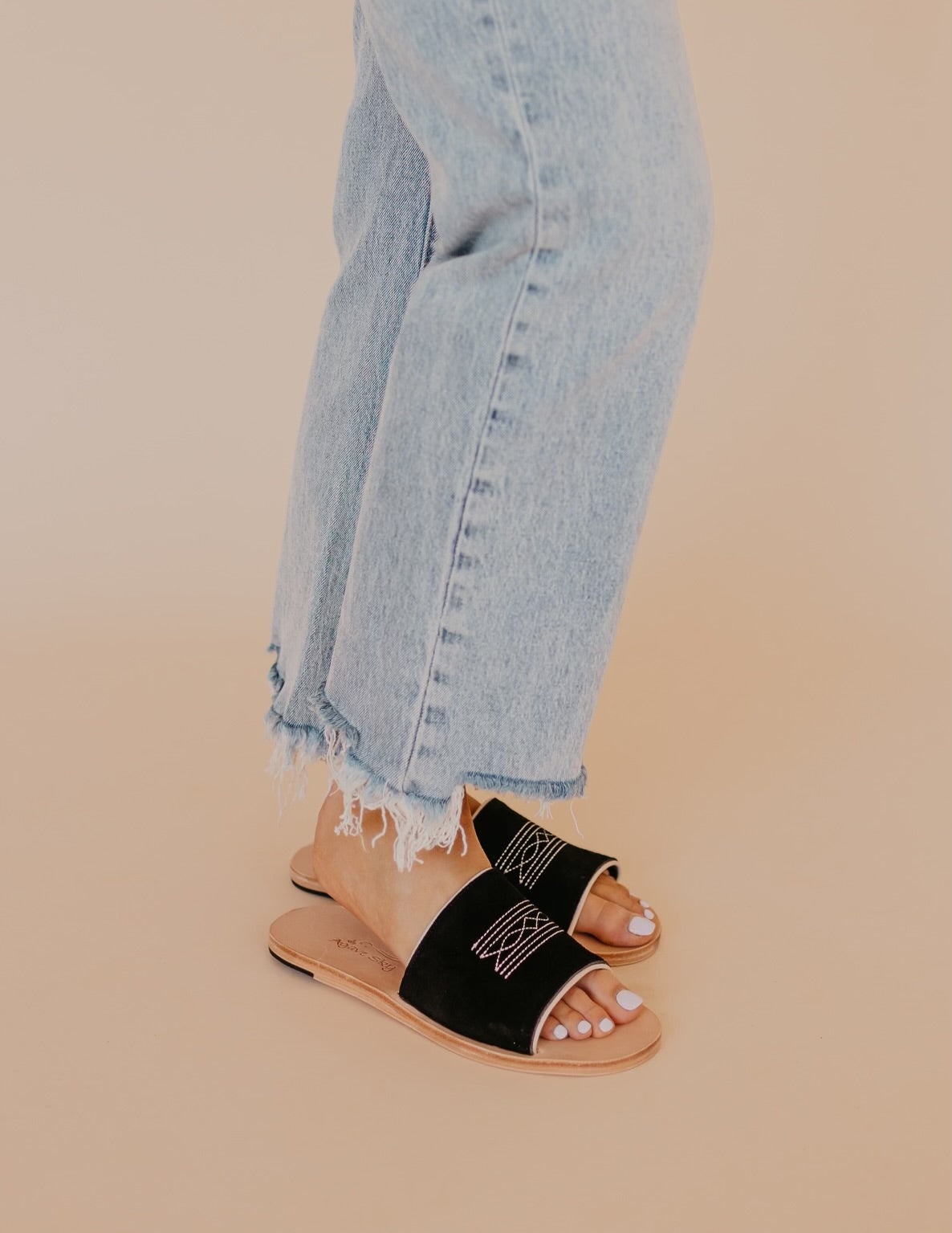 Black and cream sandals hotsell