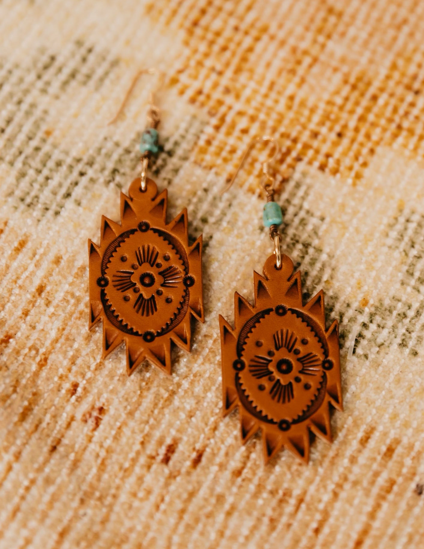 Leather Aztec Earrings