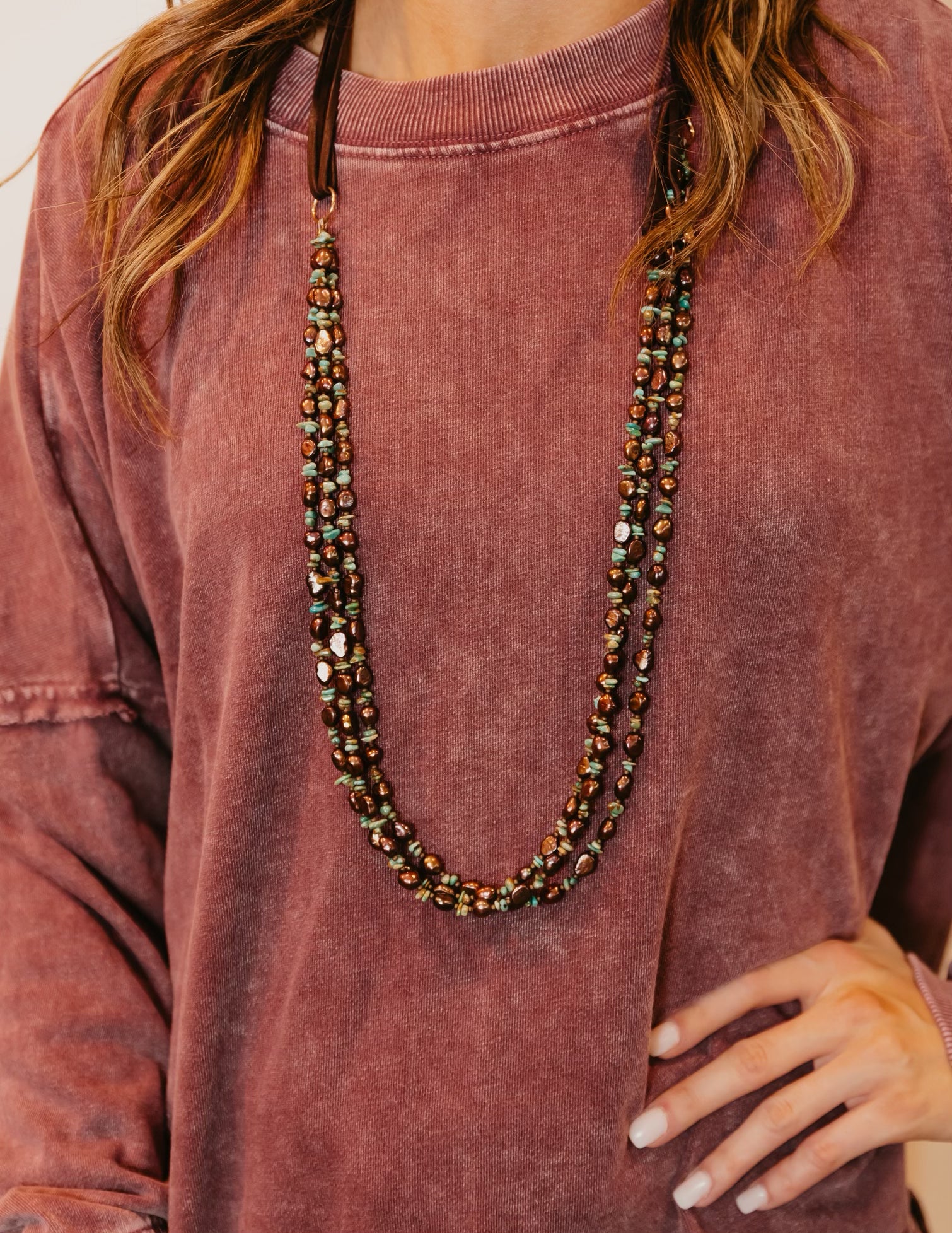 Bronze Pearls & Kingman Necklace