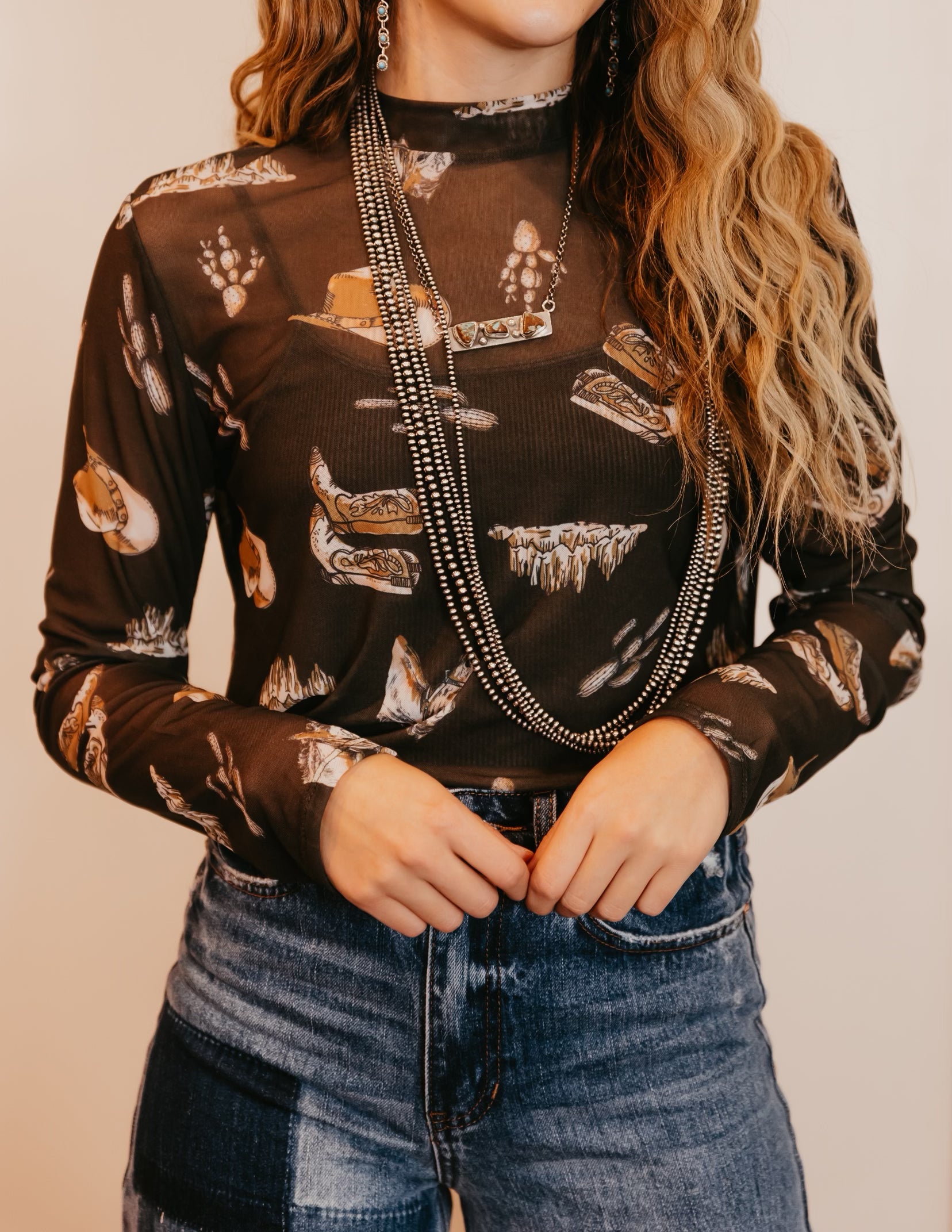 The Cowboy Way Mesh Top