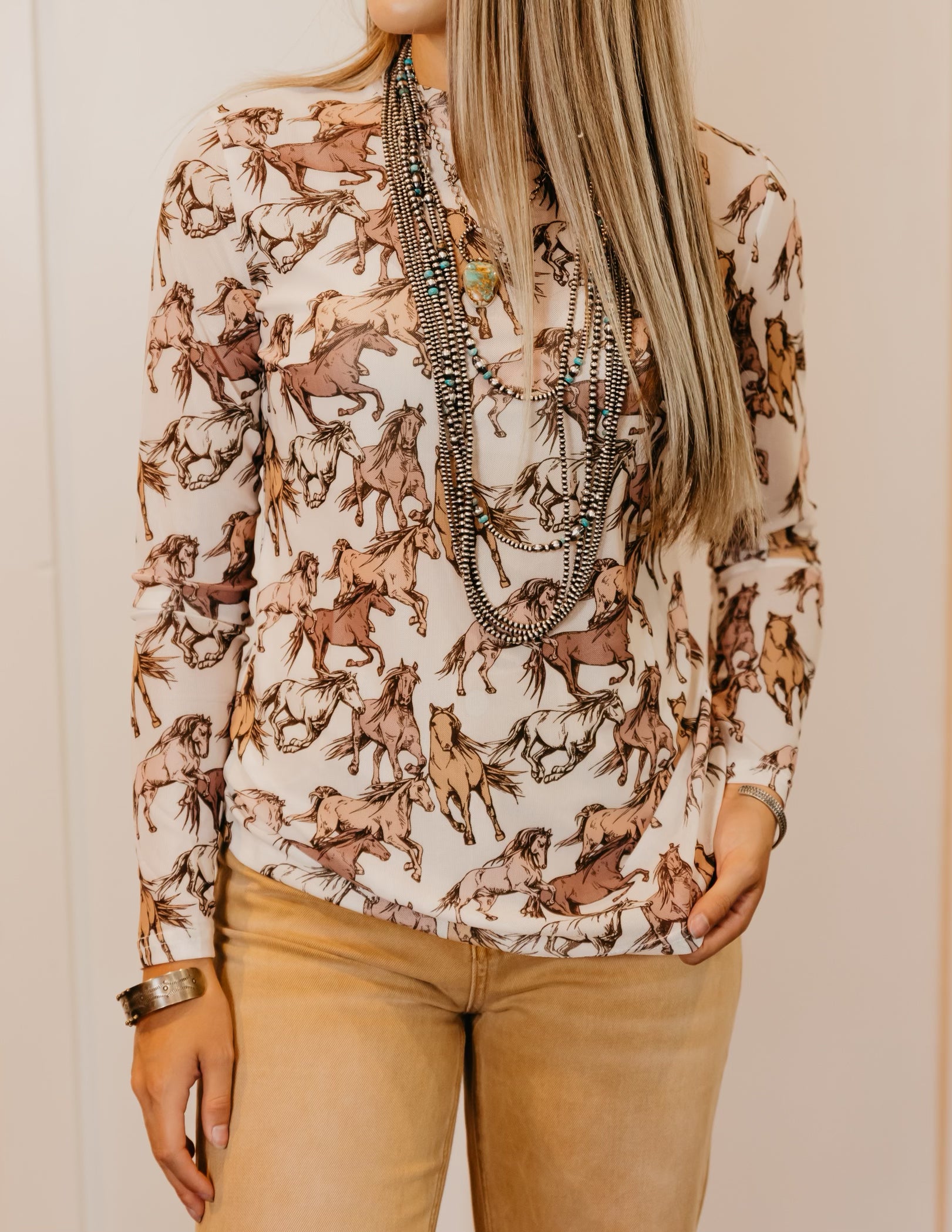 Running Horses Mesh Top