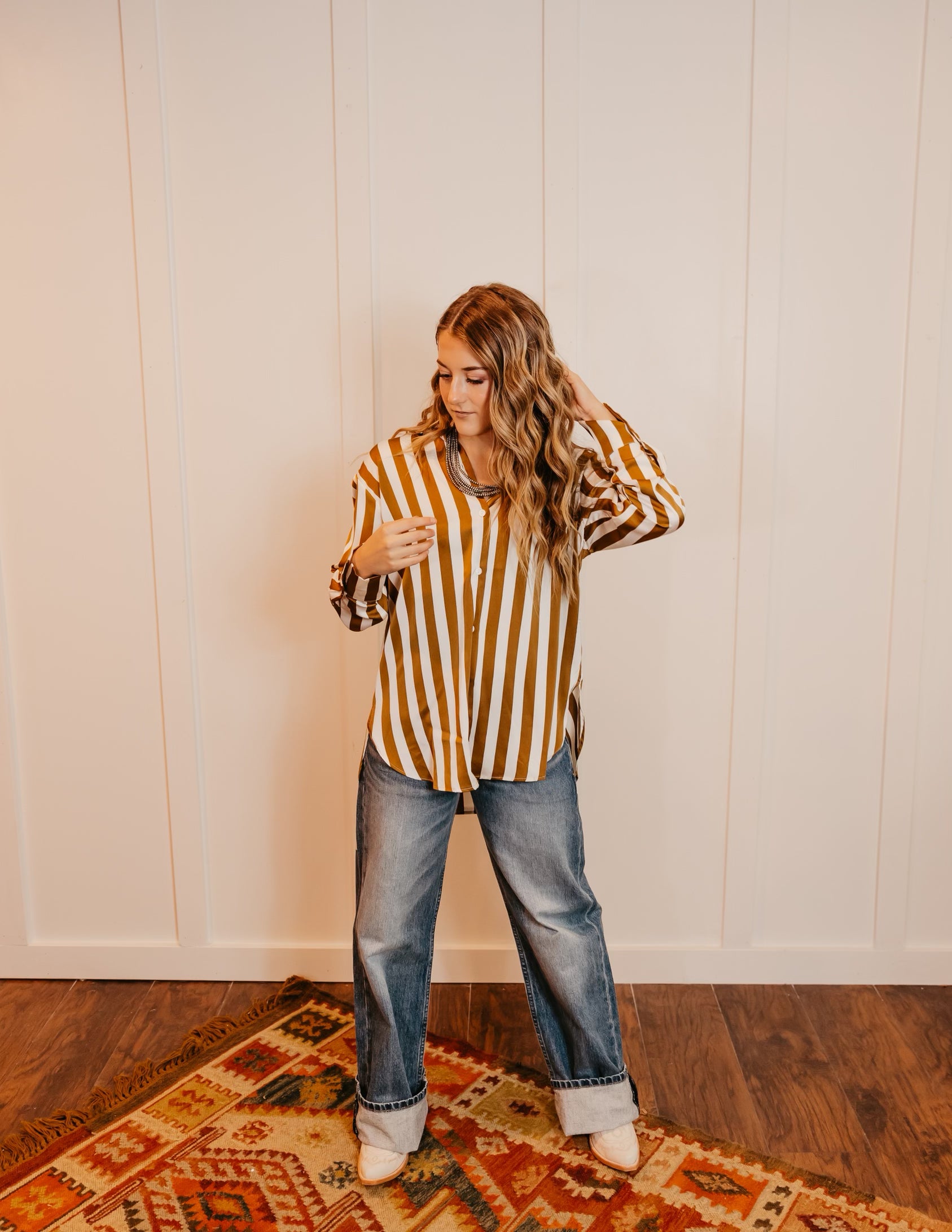 The Toffee Stripe Top