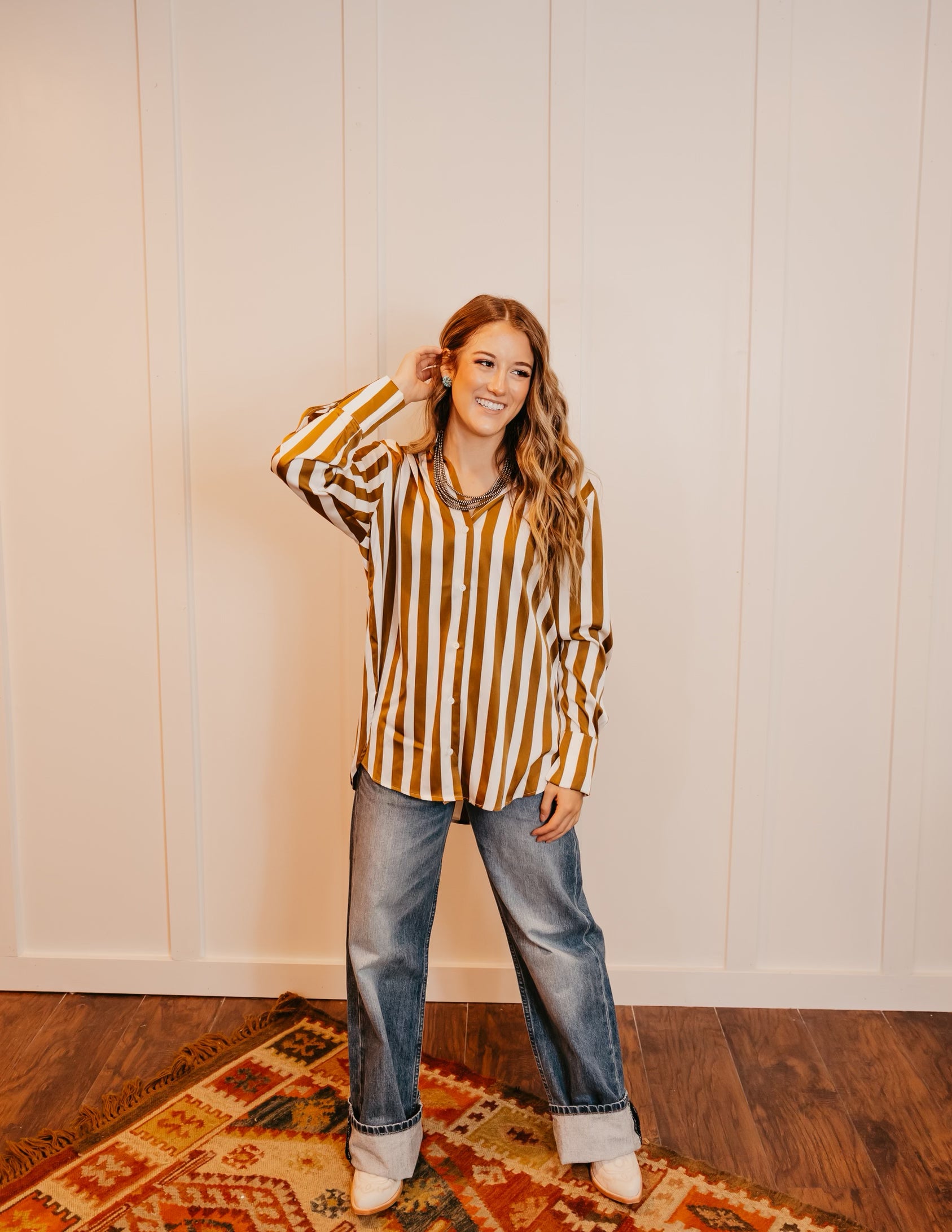The Toffee Stripe Top