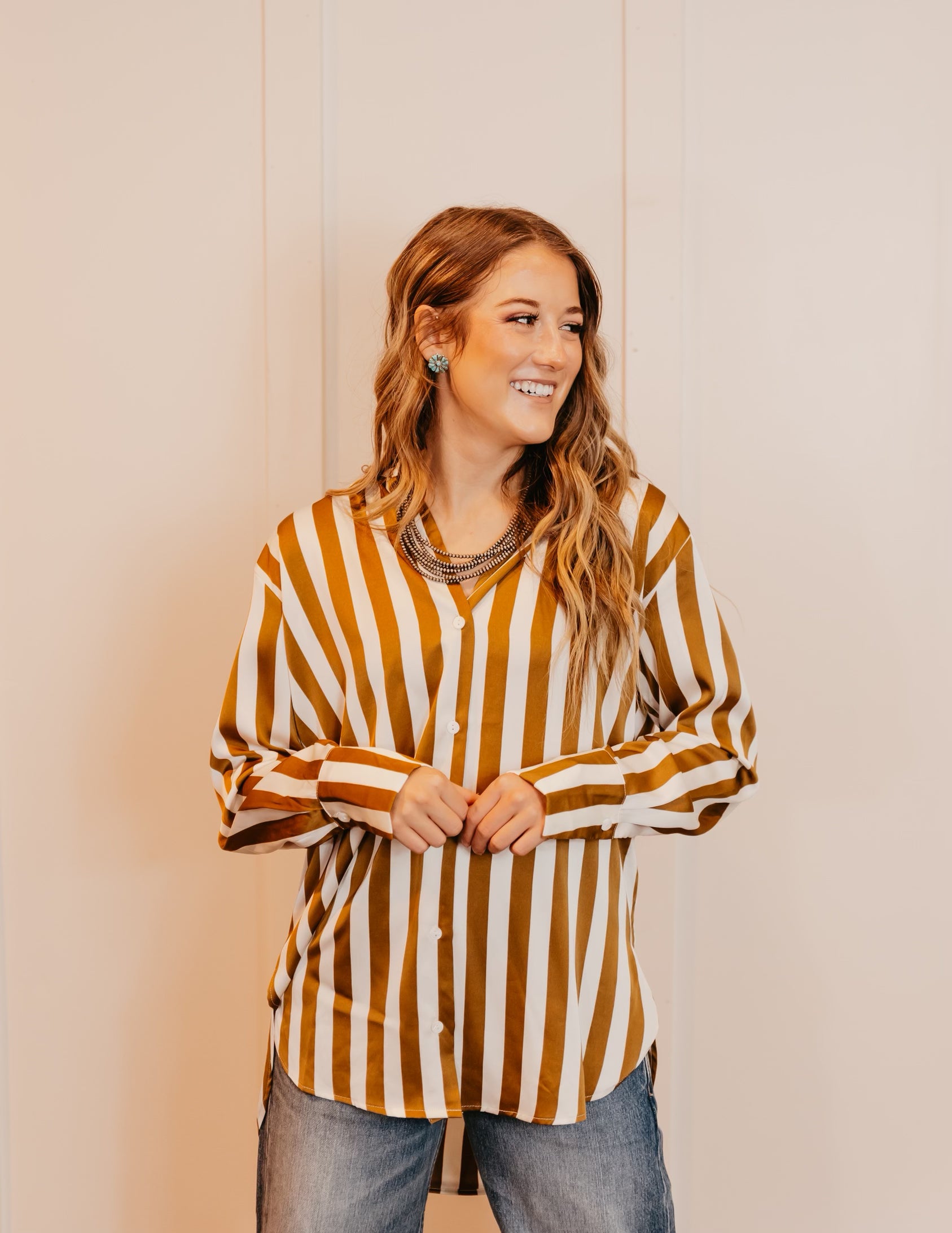 The Toffee Stripe Top