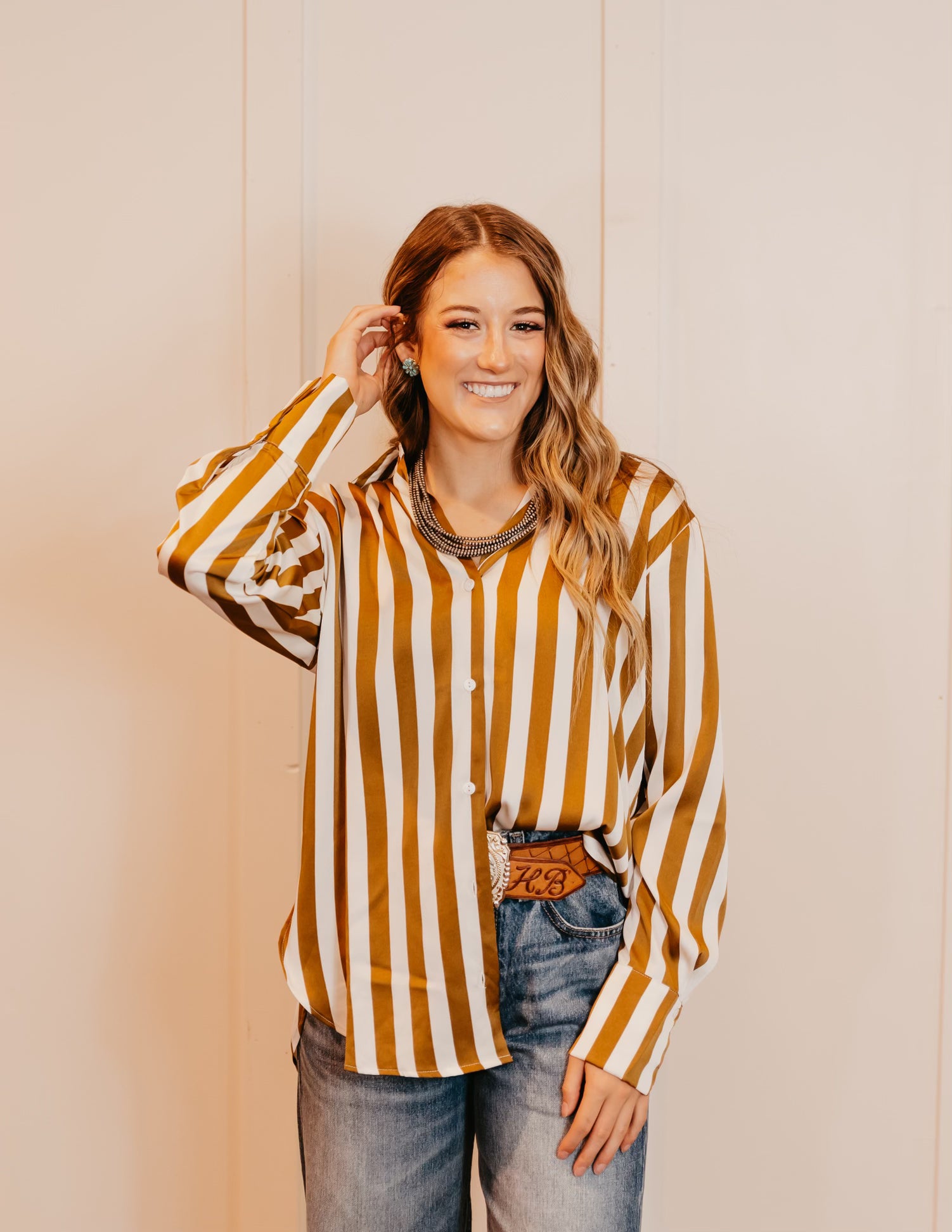 The Toffee Stripe Top
