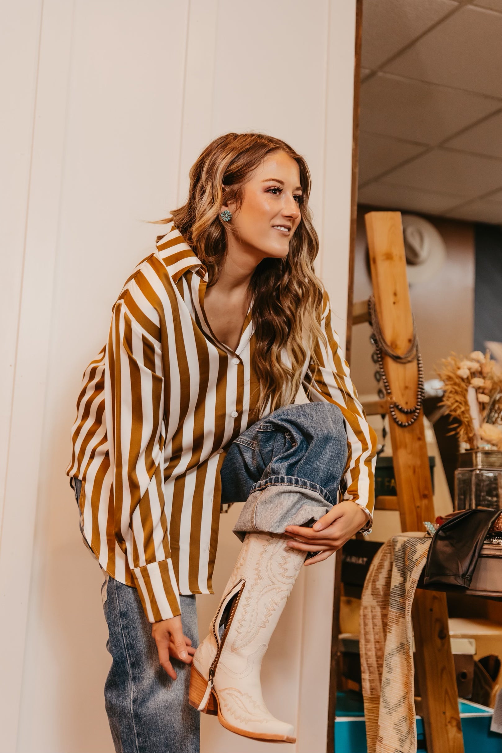 The Toffee Stripe Top