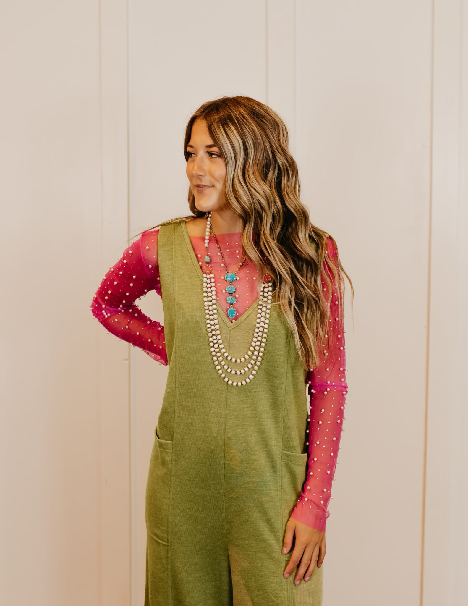 The Stella Pearl Top - Fuschia