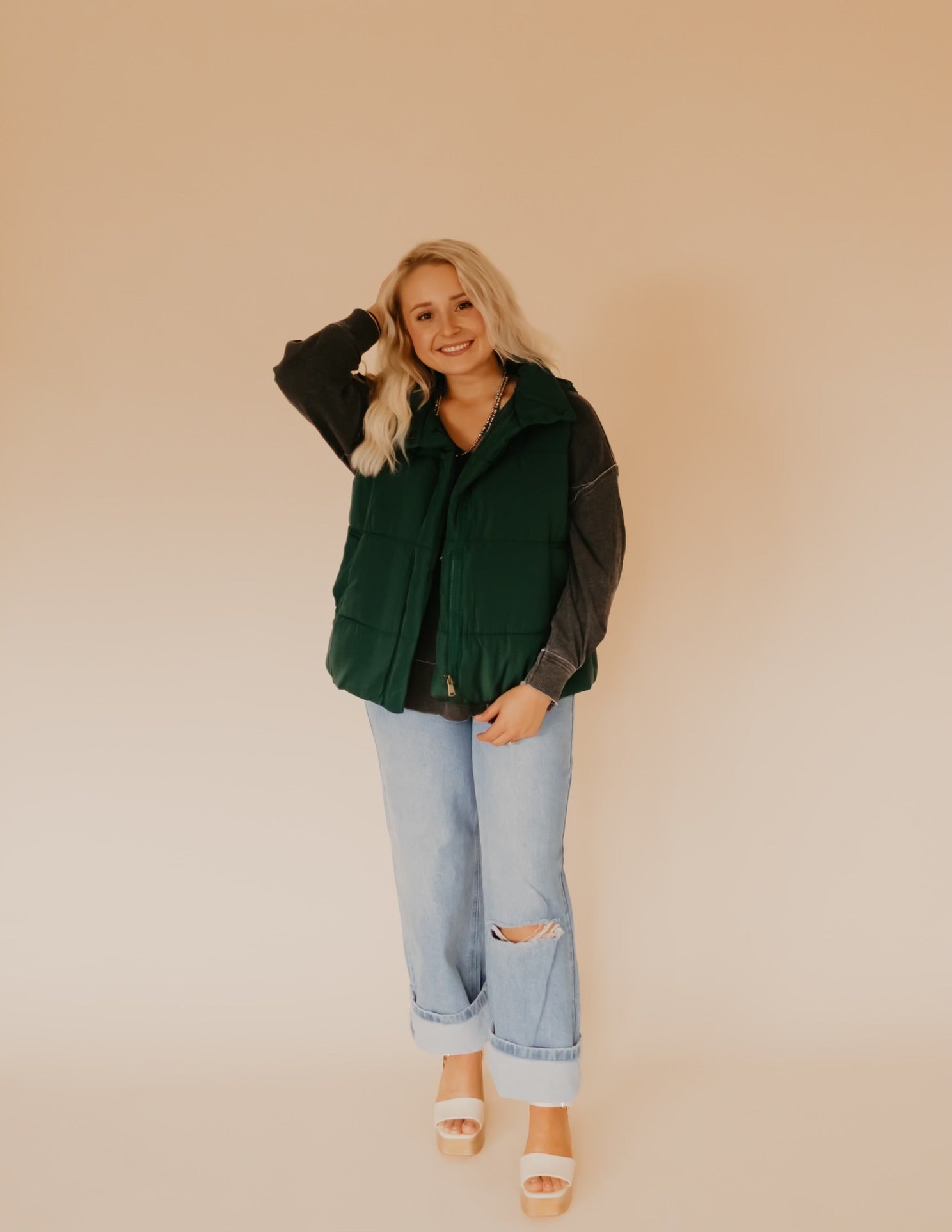The Memphis Puffer Vest - Green