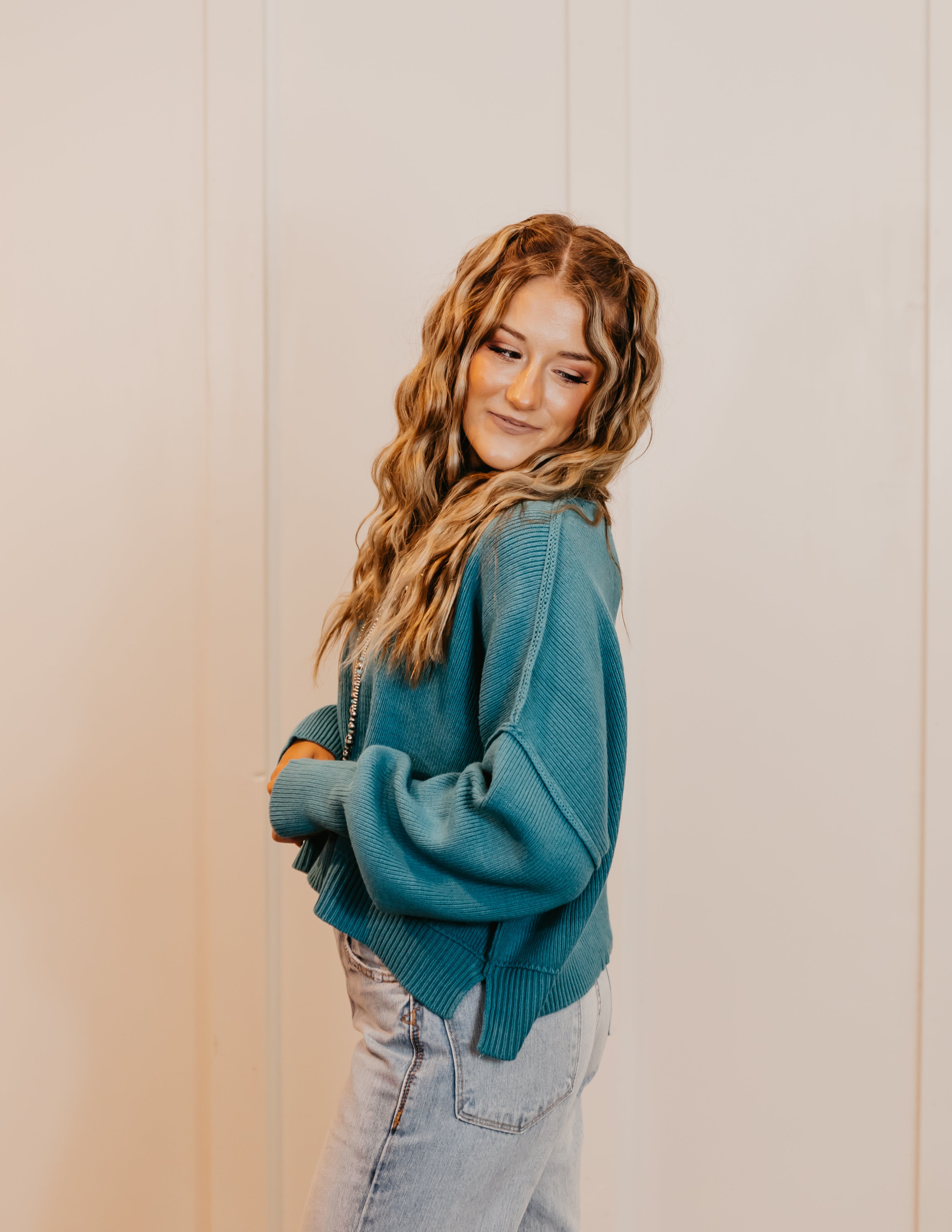 The Teal Crop Sweater