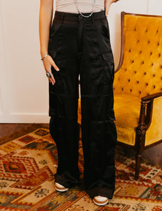 The Tate Satin Cargo Pant