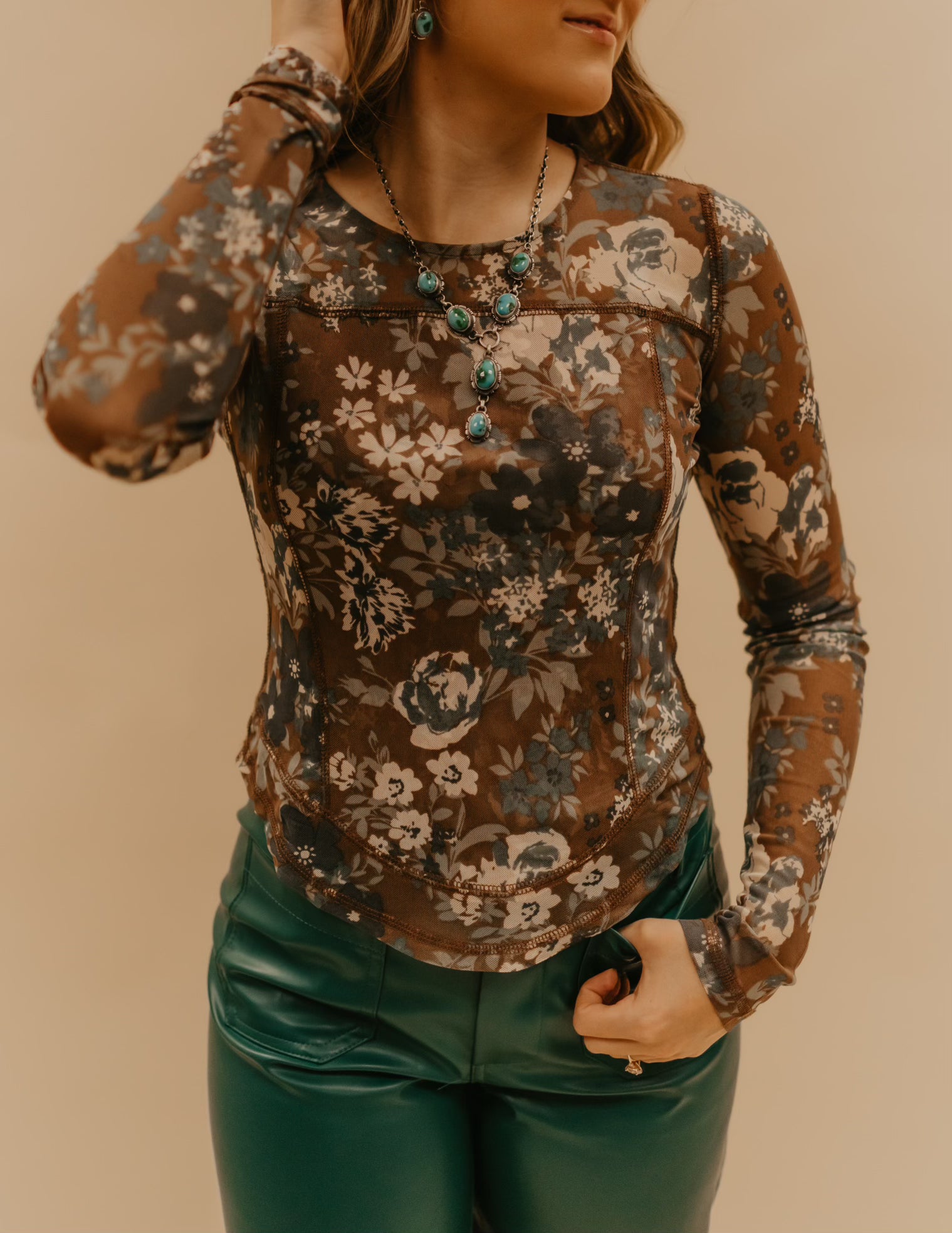 The Larue Floral Mesh Top