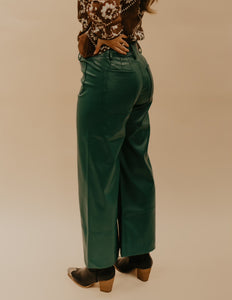 The Elva Pleather Pant - Hunter Green