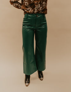 The Elva Pleather Pant - Hunter Green