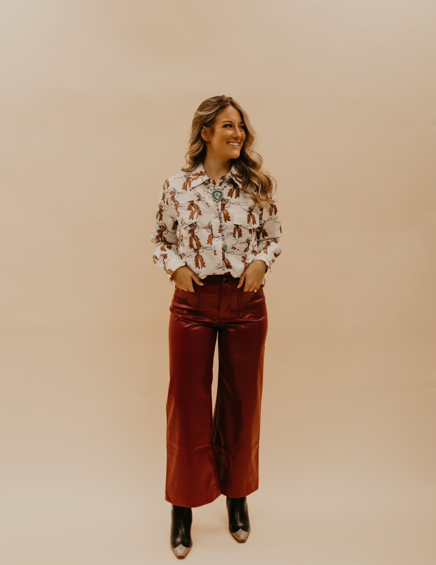 The Elva Pleather Pant - Red