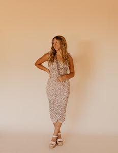 The Calle Shirring Midi Dress