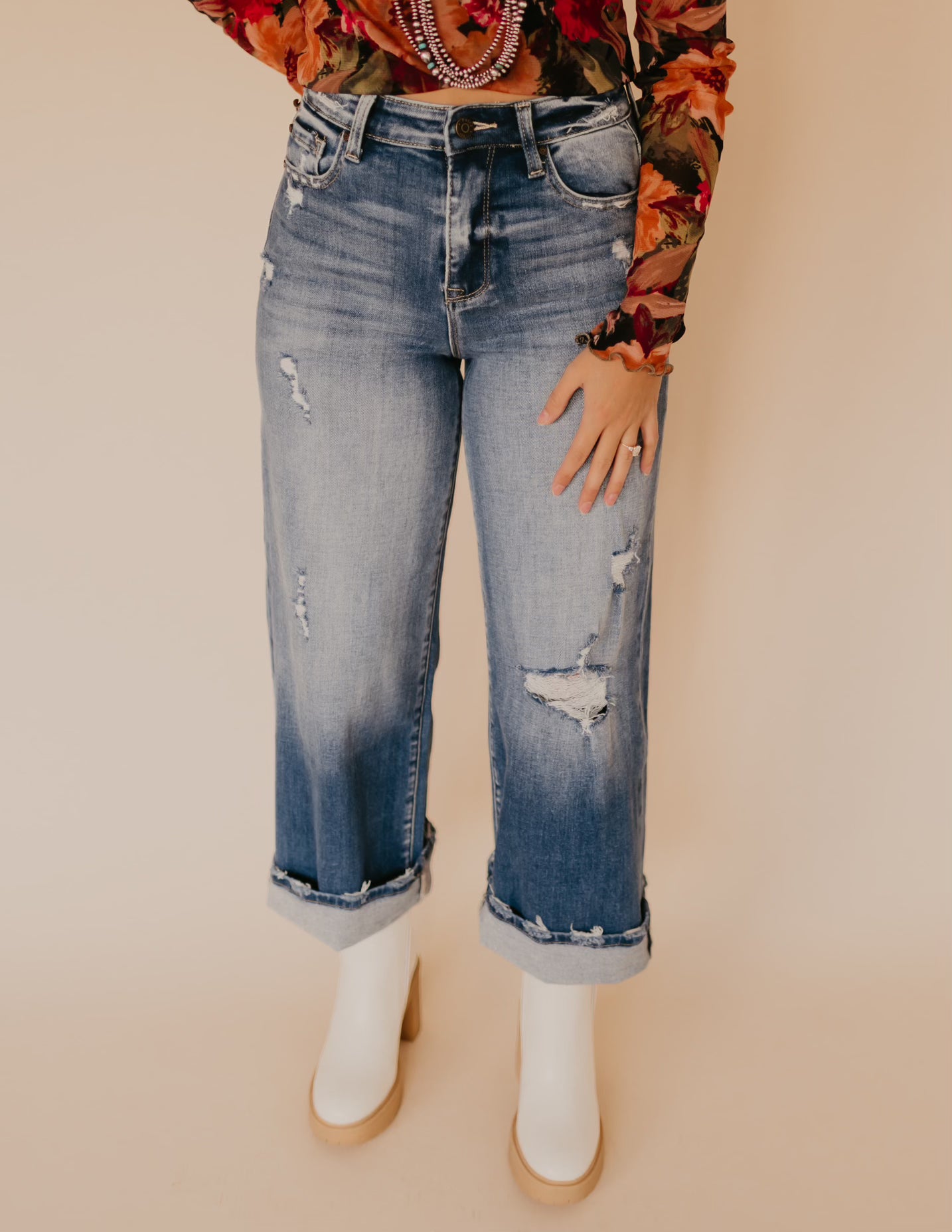 The Delby Cropped Wide Leg Jean