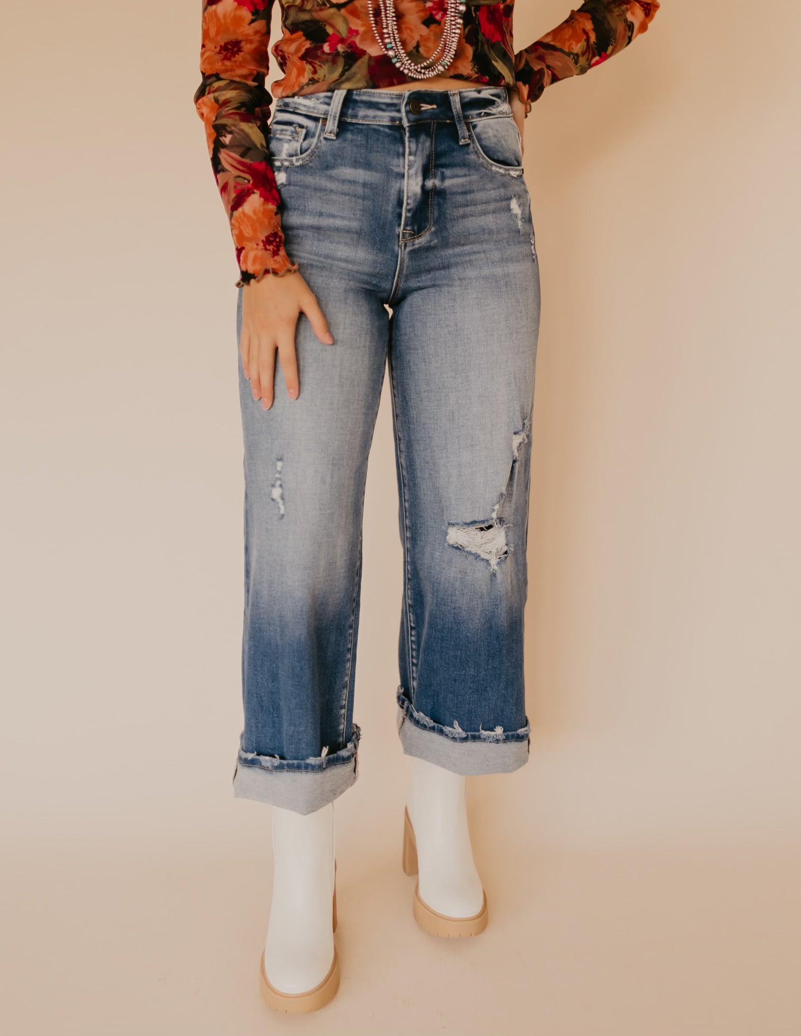 The Delby Cropped Wide Leg Jean