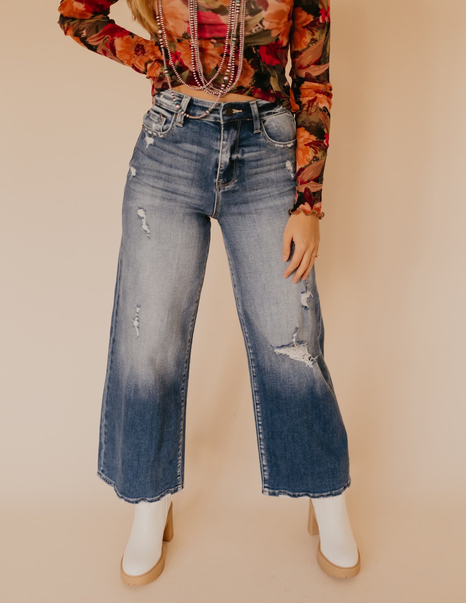 The Delby Cropped Wide Leg Jean