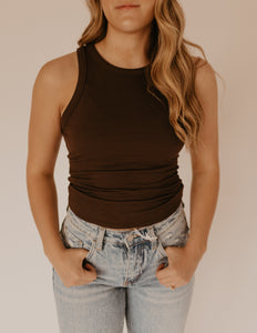 Crew Neck Tank - Fudge Brown
