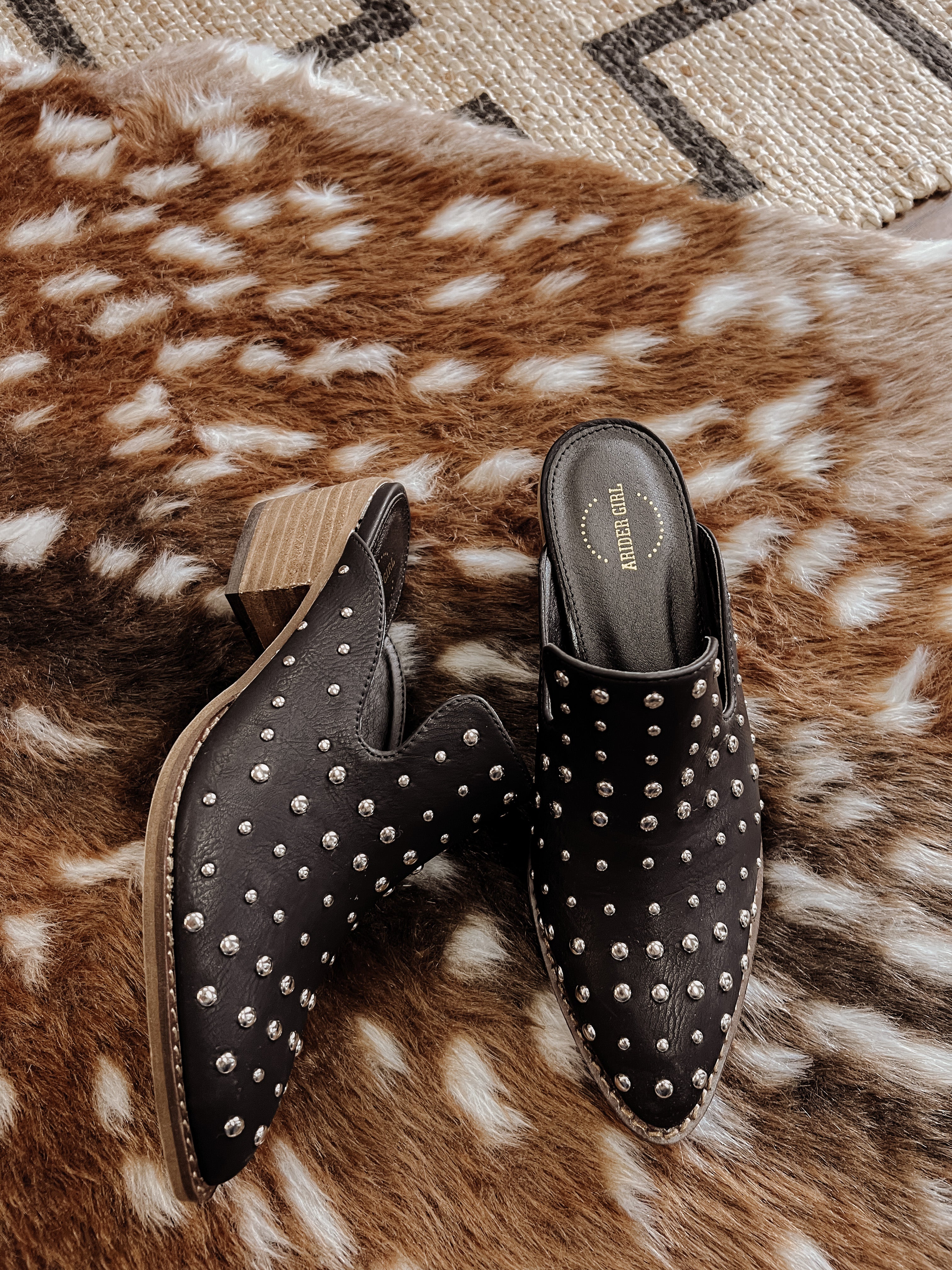 The Tally Stud Mule - Black
