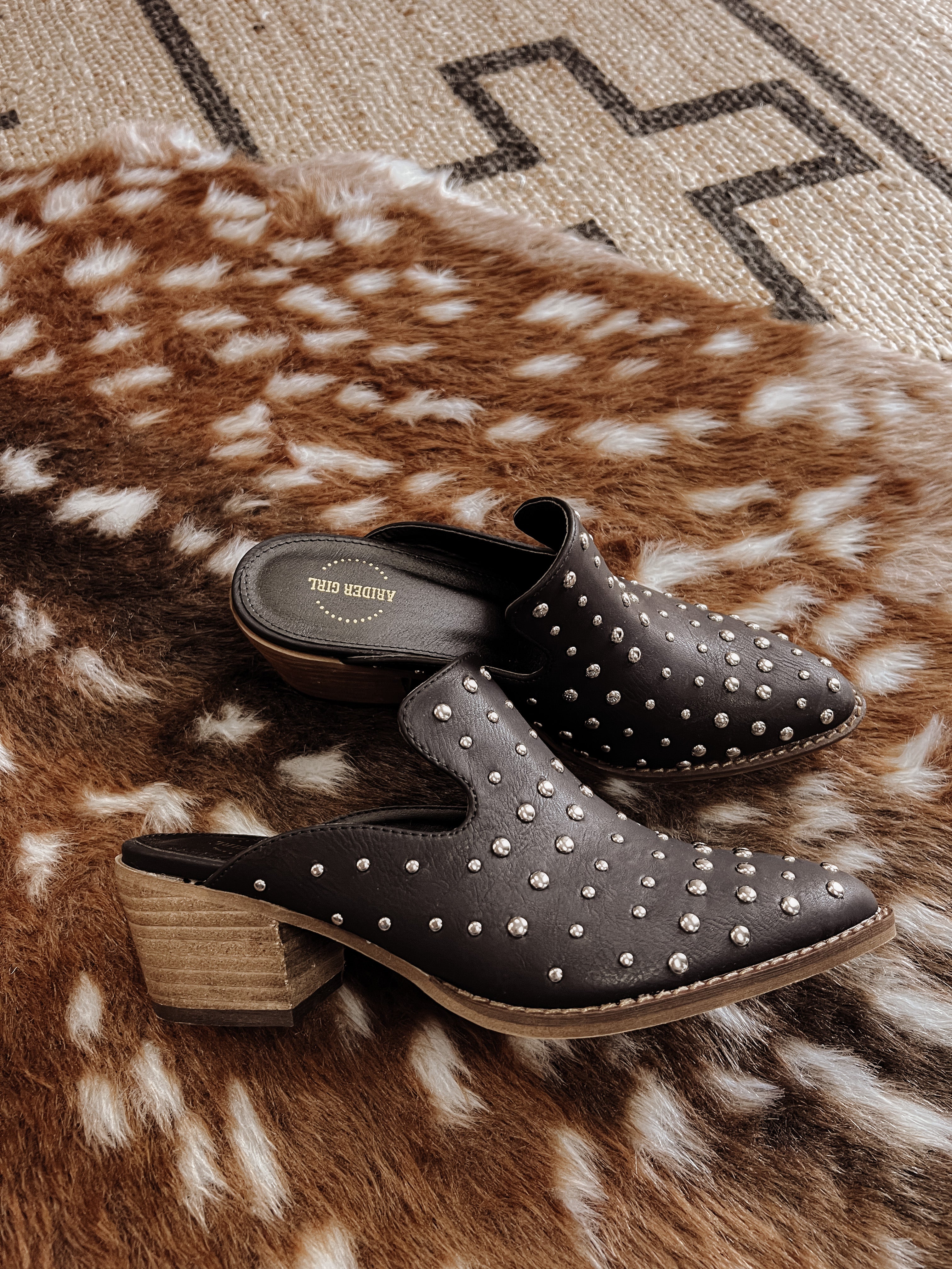 The Tally Stud Mule - Black