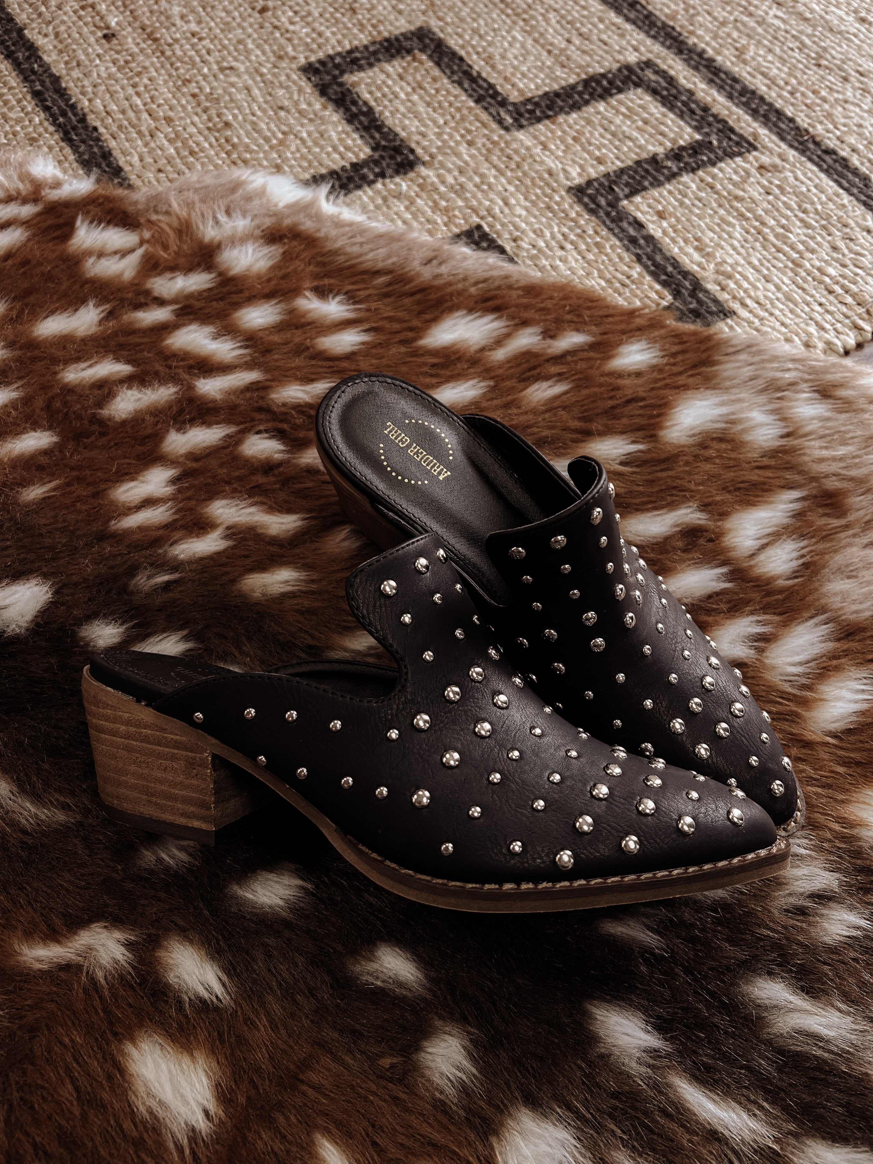 The Tally Stud Mule - Black