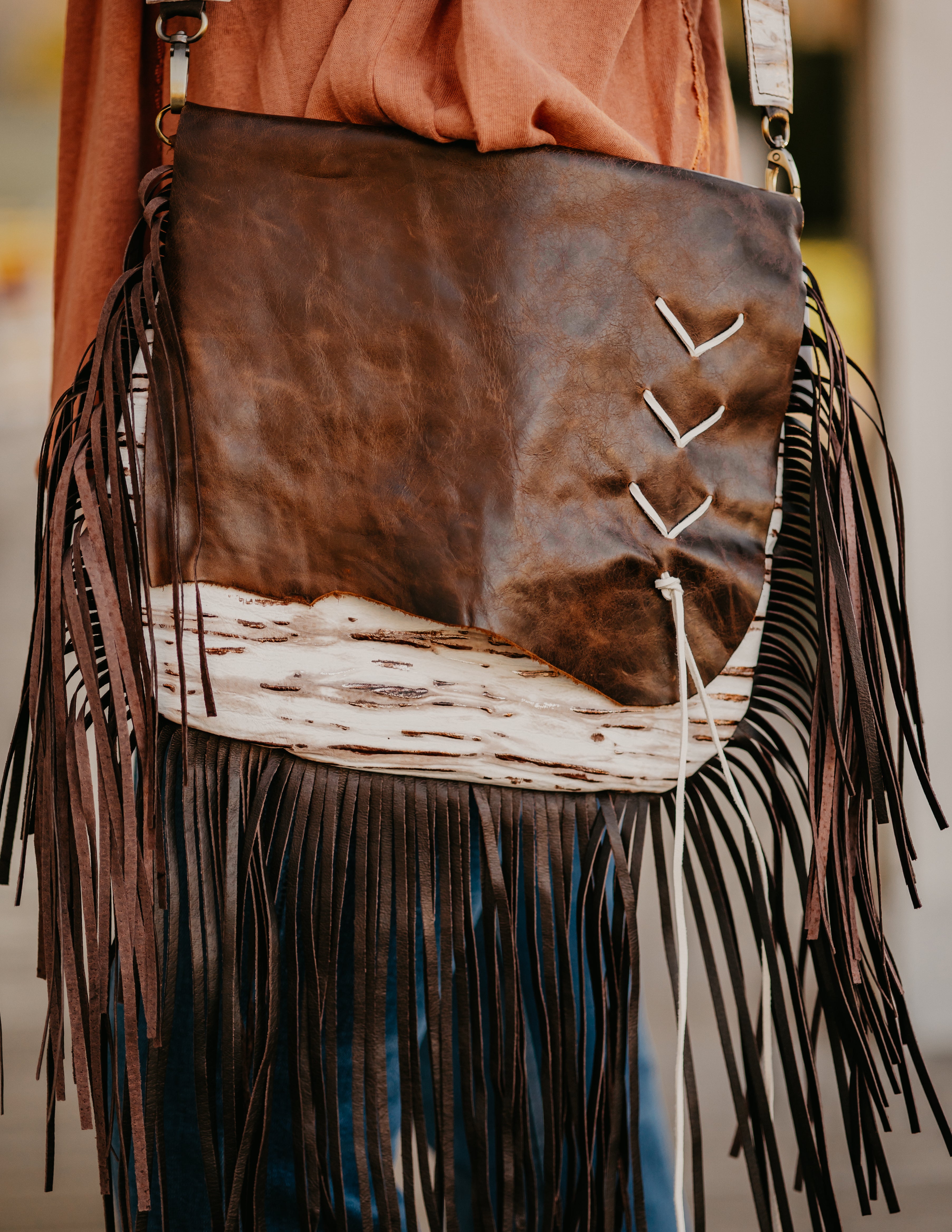 cowhide purse with fringe