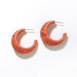 Coral Raffia Wrapped Hoop Earrings - The Branded Blonde
