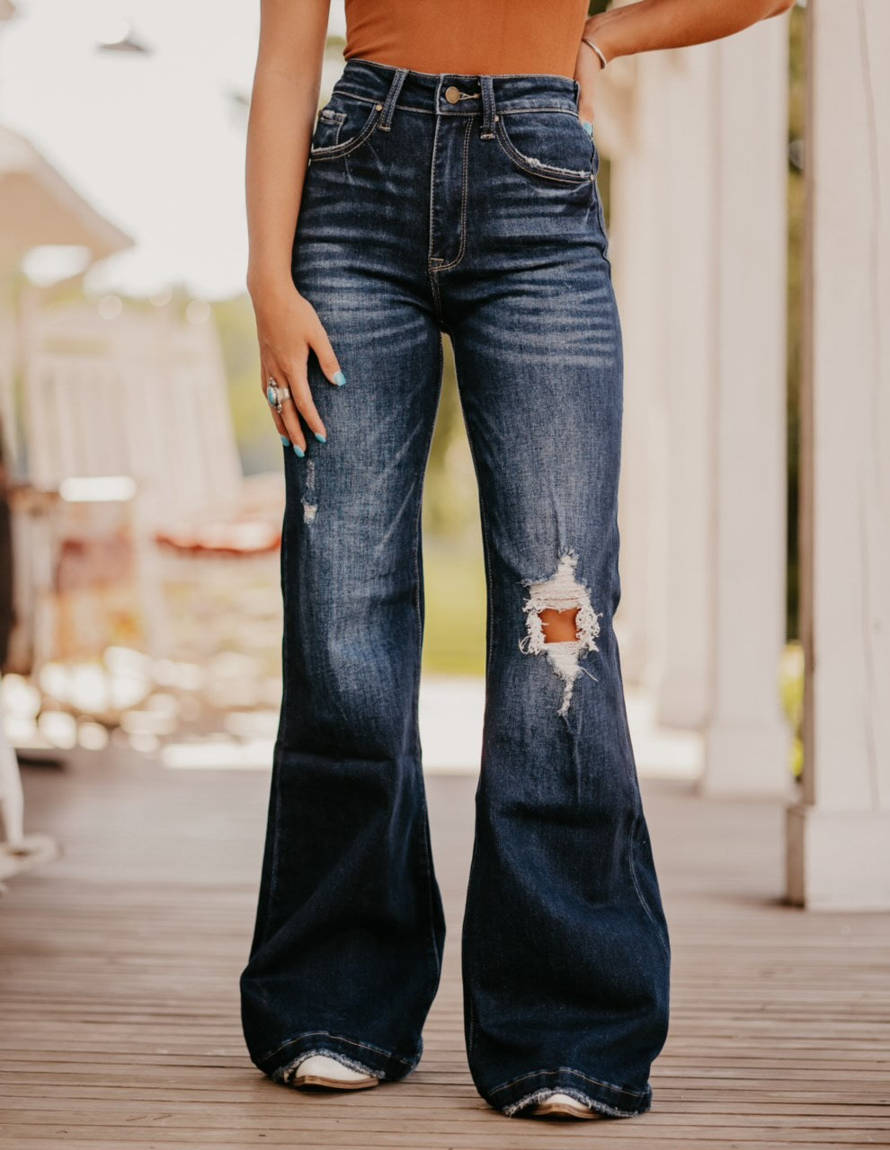 The Sidney Flare in Dark Wash