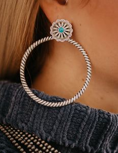 Twisted Wire Turquoise Hoops - The Branded Blonde