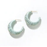 Light Blue Raffia Wrapped Hoop Earrings - The Branded Blonde