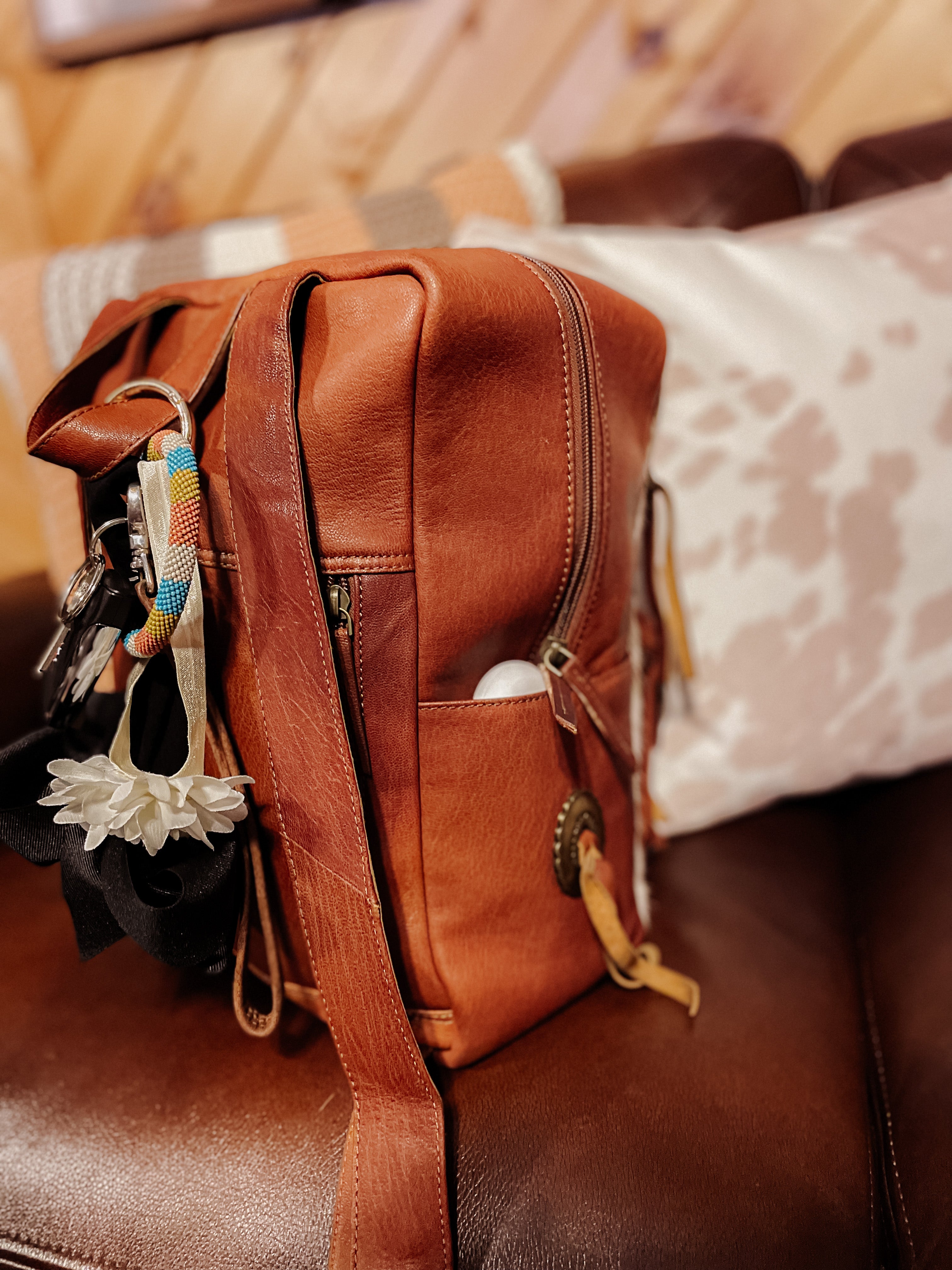 The Wylie Cowhide Backpack Diaper Bag - The Branded Blonde