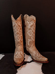 Bone Embroidered Boot - The Branded Blonde